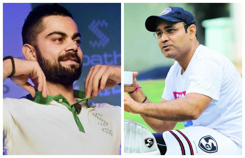 टीम इंडिया के कप्तान विराट कोहली और पूर्व ओपनर वीरेंद्र सहवाग। 