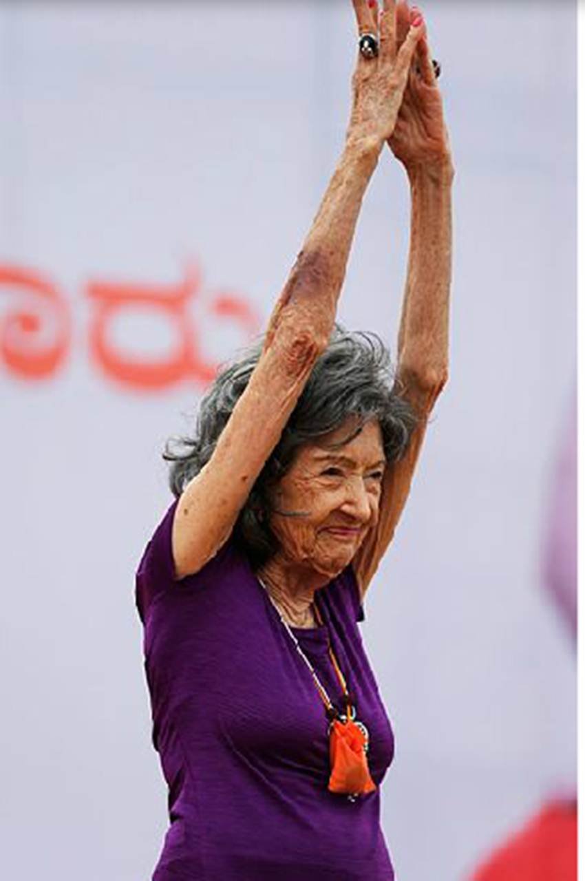 Yoga instructor, Yoga instructor Tao Porchon-Lynch, 98 year old Yoga instructor, International Yoga Day in Bangalore