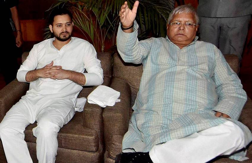 RJD Chief Lalu Prasad with Bihar deputy CM Tejashwi Yadav