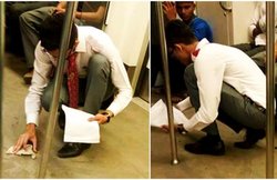 मेट्रो में स्वच्छता बरकरार रखने की इस नौजवान की कोशिश को लोग कर रहे हैं सलाम