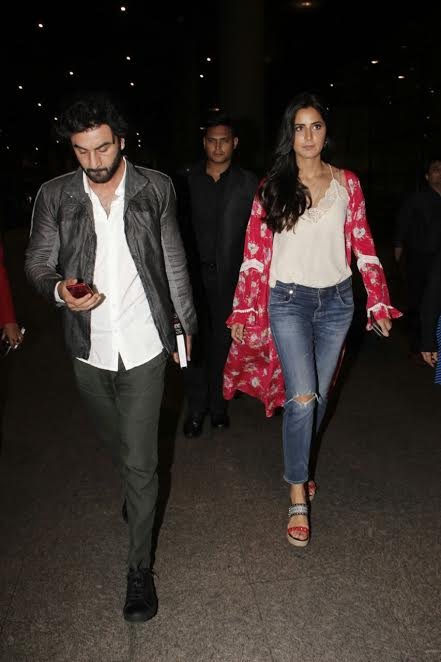 Ranbir Kapoor, Katrina Kaif, Jagga Jasoos, Bollywood Hot couple, ranbir katrina romace, ranbir-katrina sport at Airport