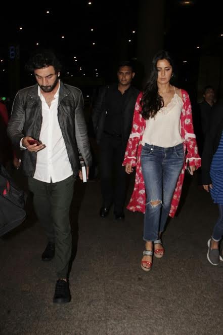 Ranbir Kapoor, Katrina Kaif, Jagga Jasoos, Bollywood Hot couple, ranbir katrina romace, ranbir-katrina sport at Airport