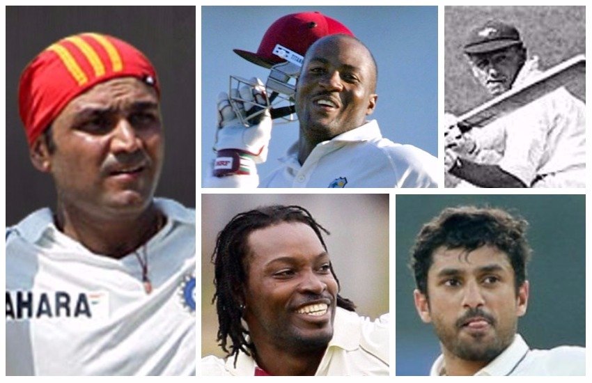 वीरेंद्र सहवाग, ब्रायन लारा, क्रिस गेल, सर डॉन ब्रैडमैन और करुण नायर। 