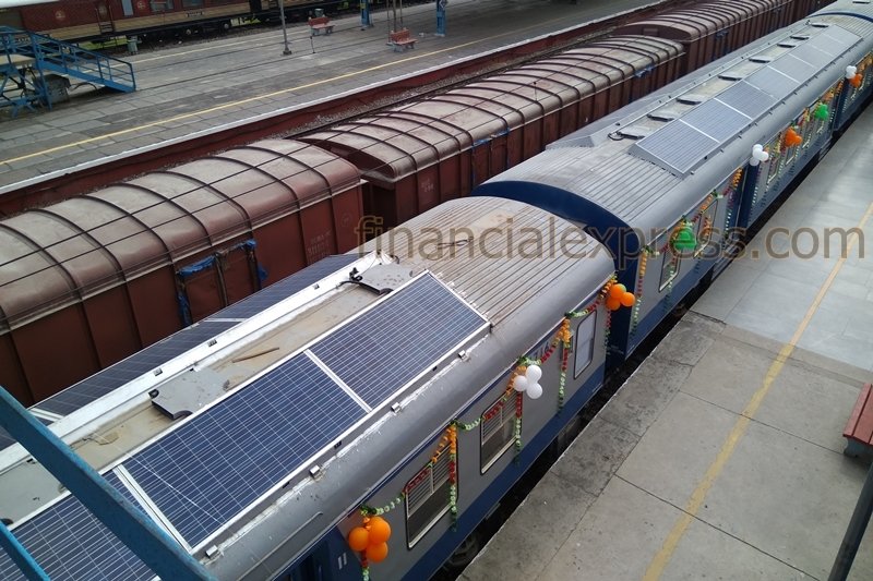 solar power train, solar power train in india, solar power train indian railways, india first solar power train, solar power DEMU, indian railway solar power, suresh prabhu