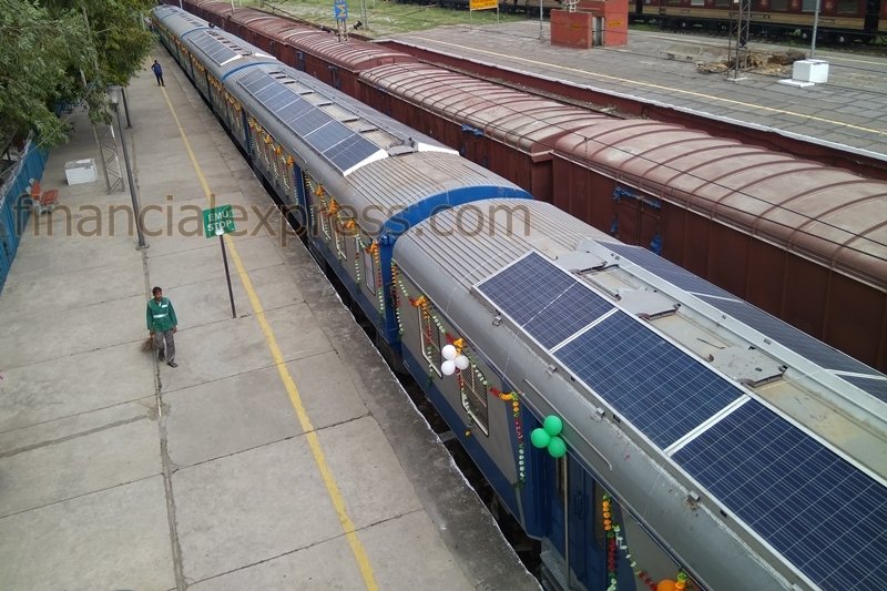solar power train, solar power train in india, solar power train indian railways, india first solar power train, solar power DEMU, indian railway solar power, suresh prabhu