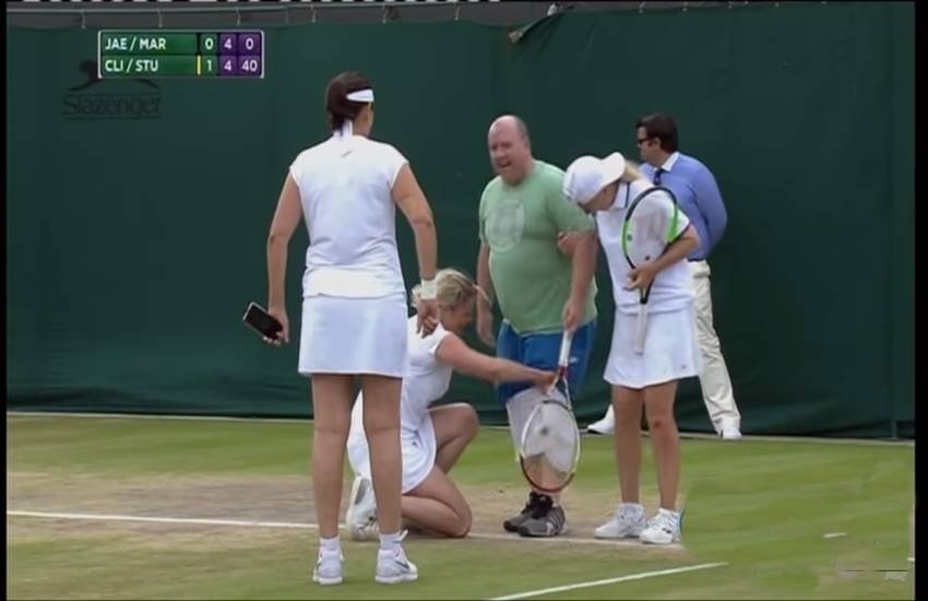 Fat Guy, Wimbeldon match, Kim Clijsters, Exhibition Match, funny video, tennis, womens tennis