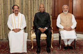 President Ram Nath Kovind with Prime Minister Narendra Modi and Venkaiah Naidu