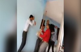 school principal, school principal beats child, principal beating students, students thrashed, Allahabad teacher hits children, RPS school, Shantipuram, Child abuse, India news, hindi news, Uttar pradesh news, Jansatta