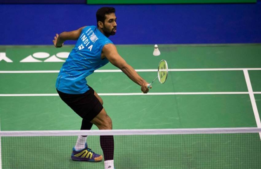 मैच के दौरान भारतीय शटलर सौरभ वर्मा।