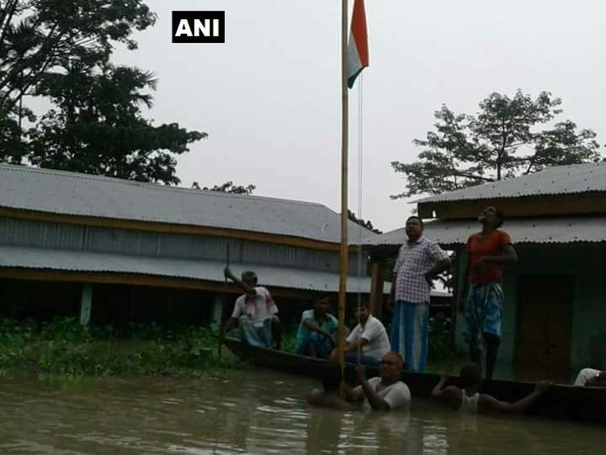 "Independence Day 2017,15th August,Independence Day, Flag in Flood, Flood,