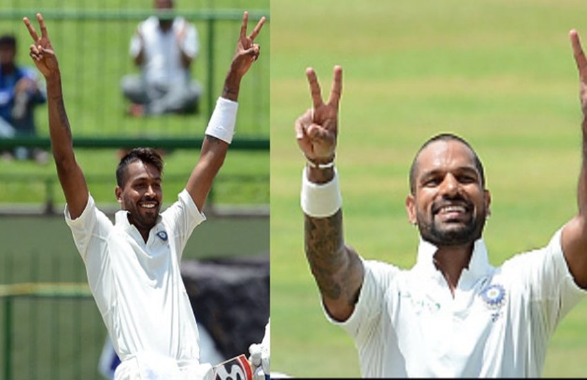 अॉलराउंडर हार्दिक पंड्या और शिखर धवन। 