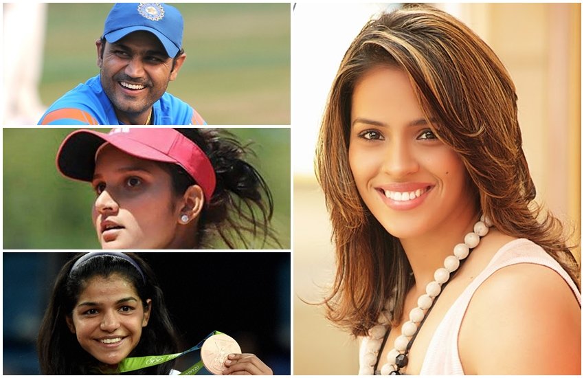 वीरेंद्र सहवाग, सानिया मिर्जा, साक्षी मलिक और साइना नेहवाल। 