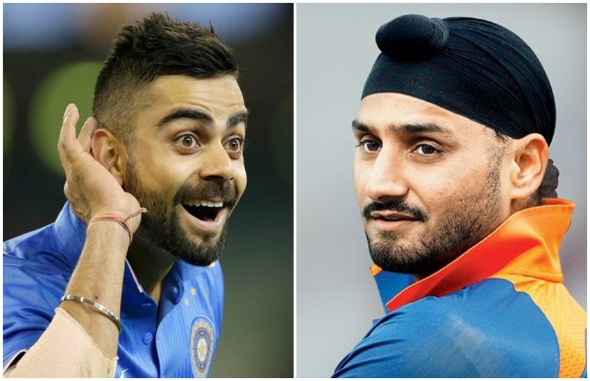 भारतीय कप्तान विराट कोहली और स्पिनर हरभजन सिंह। 