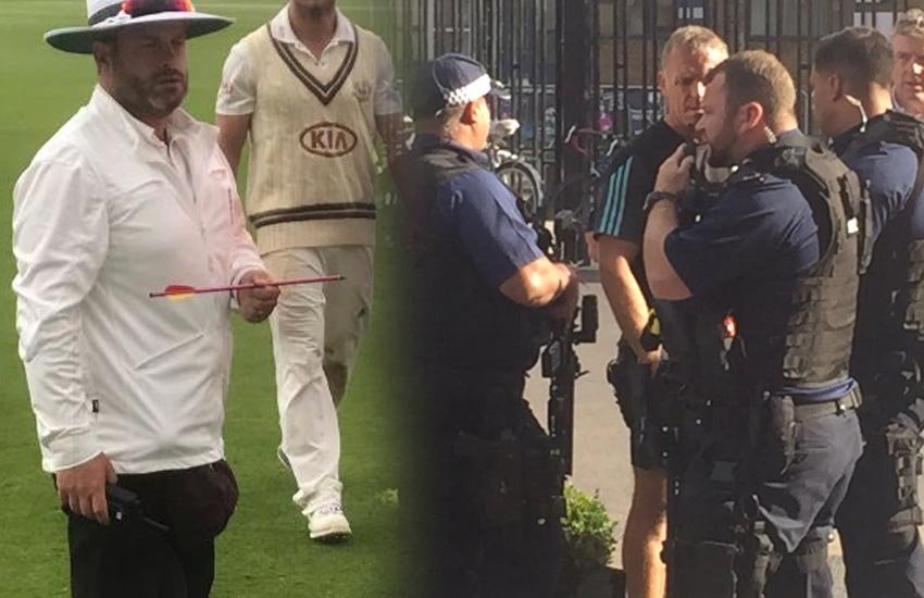 12 inch metal ARROW in Oval cricket ground, Surrey's vs Middlesex County Championship match, County Championship match, Surrey's vs Middlesex, 12 inch metal ARROW, cricket accident, cricket news