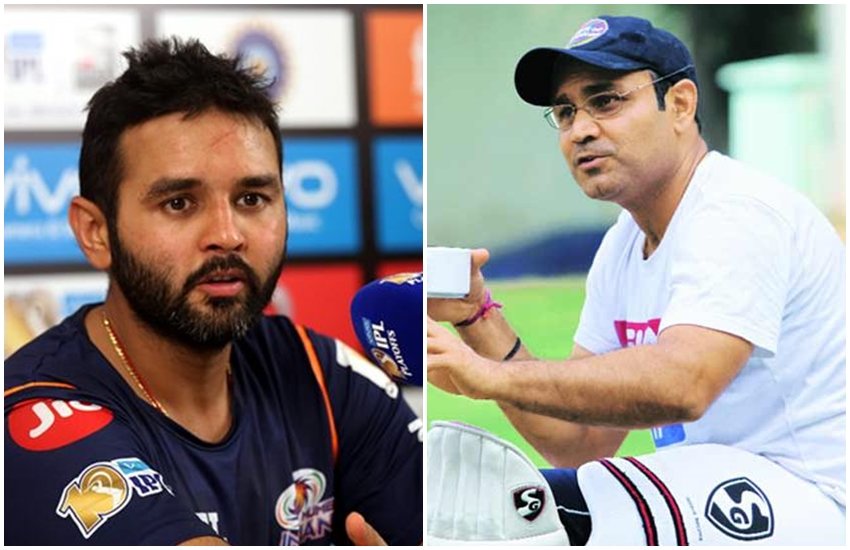 भारत के पूर्व विस्फोटक बल्लेबाज वीरेंद्र सहवाग और पार्थिव पटेल। 