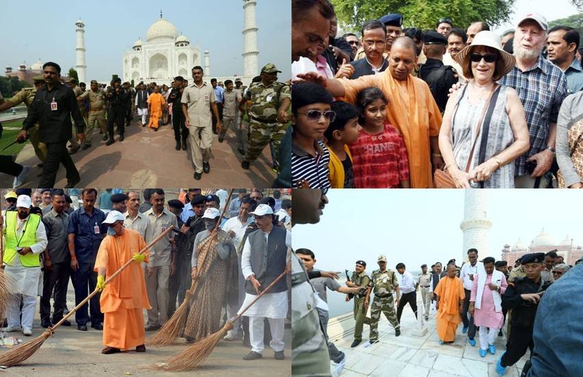 उत्तर प्रदेश के मुख्यमंत्री योगी आदित्यनाथ ने गुरुवार को आगरा पहुंचकर ताजमहल का दीदार किया।