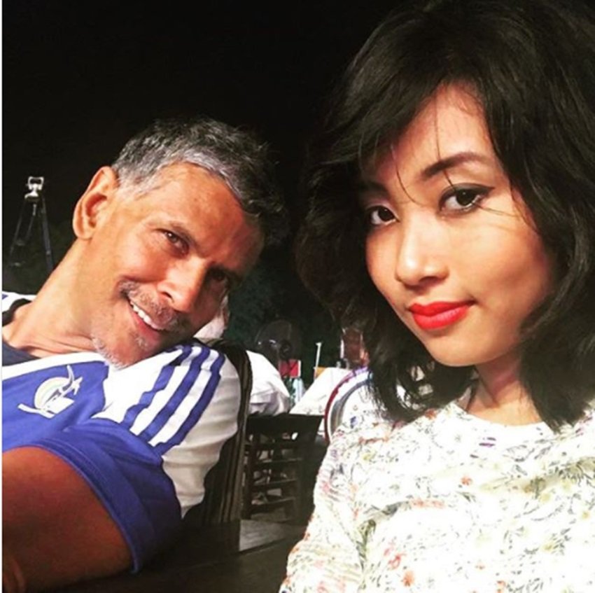 Milind with Wife Mylene Jampanoi, milind soman,milind soman girlfriend, Spring-Summer 2018, Amazon India Fashion Week, AIFW, Nida Mahmood, Designer Nida Mahmood, Deivee, Mann Kaur, Nanammal, V. Nanammal, Oldest Yoga Teacher, Oldest Runne