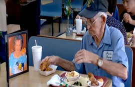 man eats lunch with late wife