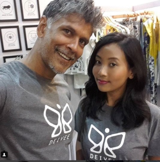 Milind with Wife Mylene Jampanoi, milind soman,milind soman girlfriend, Spring-Summer 2018, Amazon India Fashion Week, AIFW, Nida Mahmood, Designer Nida Mahmood, Deivee, Mann Kaur, Nanammal, V. Nanammal, Oldest Yoga Teacher, Oldest Runne