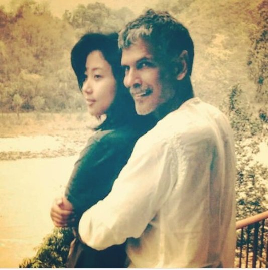 Milind with Wife Mylene Jampanoi, milind soman,milind soman girlfriend, Spring-Summer 2018, Amazon India Fashion Week, AIFW, Nida Mahmood, Designer Nida Mahmood, Deivee, Mann Kaur, Nanammal, V. Nanammal, Oldest Yoga Teacher, Oldest Runne