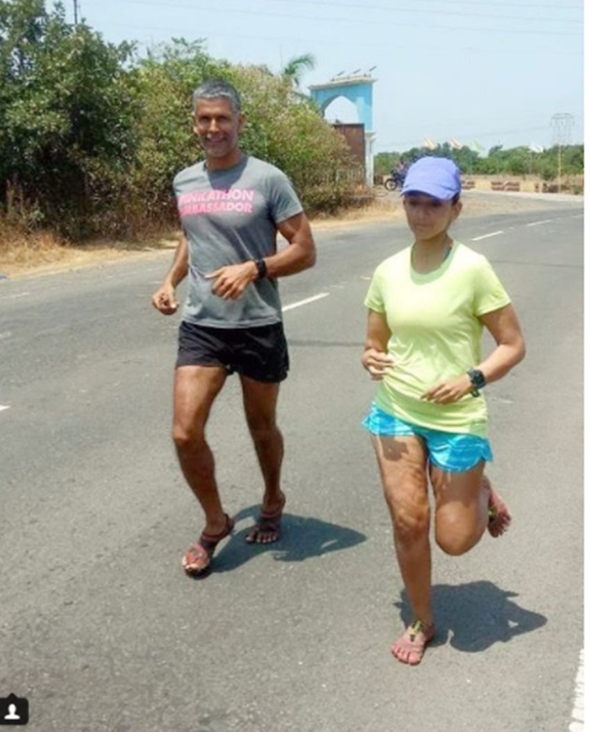 Milind with Wife Mylene Jampanoi, milind soman,milind soman girlfriend, Spring-Summer 2018, Amazon India Fashion Week, AIFW, Nida Mahmood, Designer Nida Mahmood, Deivee, Mann Kaur, Nanammal, V. Nanammal, Oldest Yoga Teacher, Oldest Runne