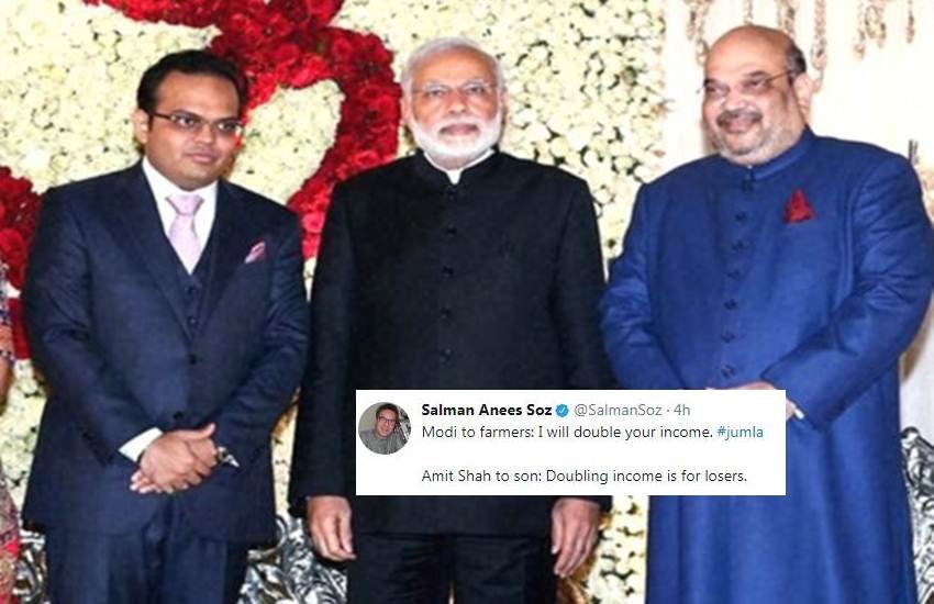 भारतीय जनता पार्टी (भाजपा) के राष्ट्रीय अध्यक्ष अमित शाह के बेटे जय अमितभाई शाह की कंपनी टेम्पल इन्टरप्राइजेज प्राइवेट लिमिटेड का टर्नओवर कथित तौर पर 16 हजार गुना बढ़ने पर ट्विटर पर केंद्र सरकार निशाने पर आ गई है। (फोटो सोर्स ट्विटर)