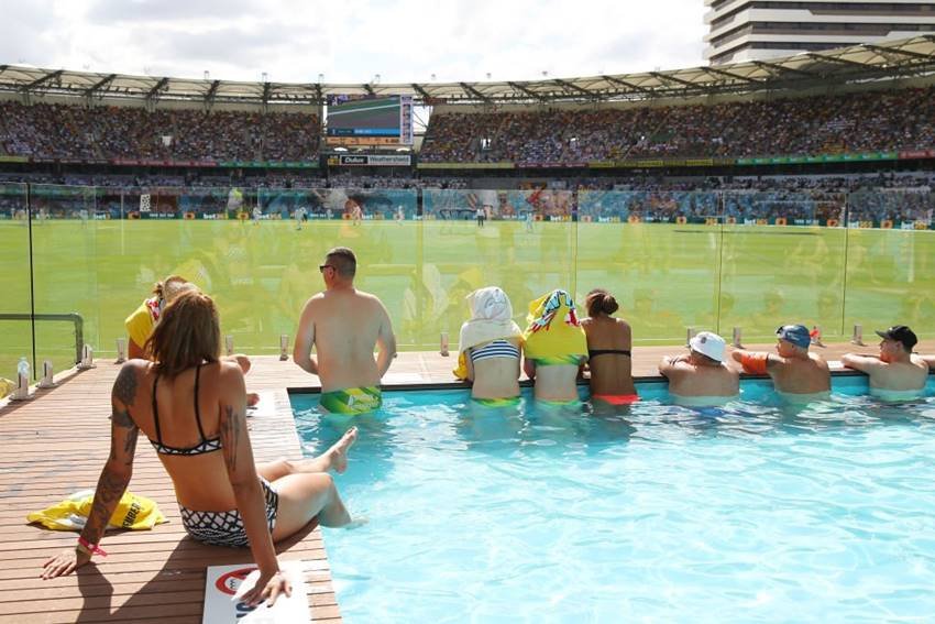 Ashes 1st Test, Ashes Gabba test, Gabba ground, Brisbane ground, Ashes Photos, pitchside pool, swimsuits, Bikini girls cricket