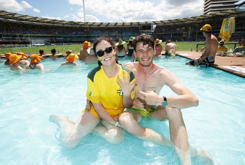 Ashes 1st Test, Ashes Gabba test, Gabba ground, Brisbane ground, Ashes Photos, pitchside pool, swimsuits, Bikini girls cricket