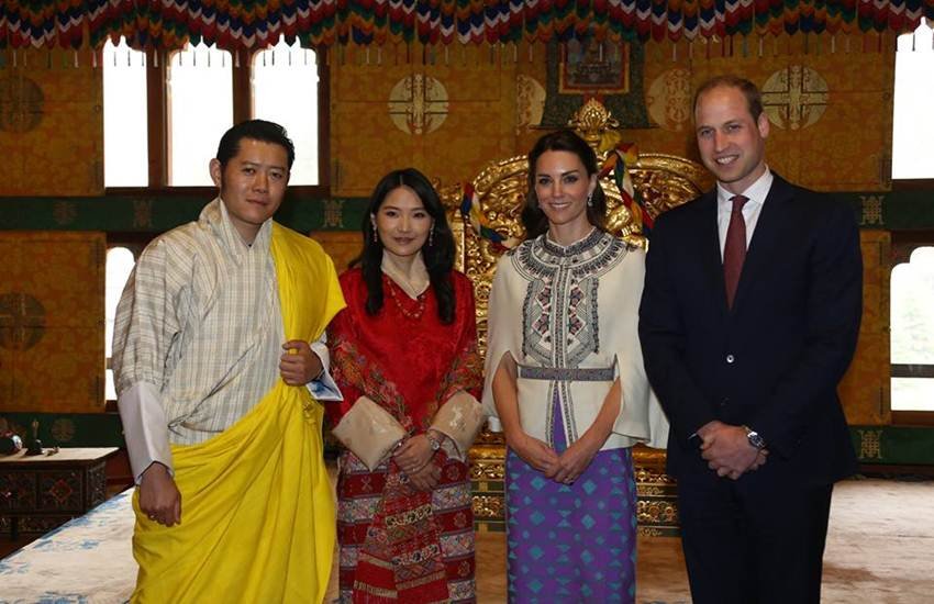 Bhutan King Jigme Khesar Namgyel Wangchuck and queen Jetsun Pema Wangchuck with Prince William and Kate