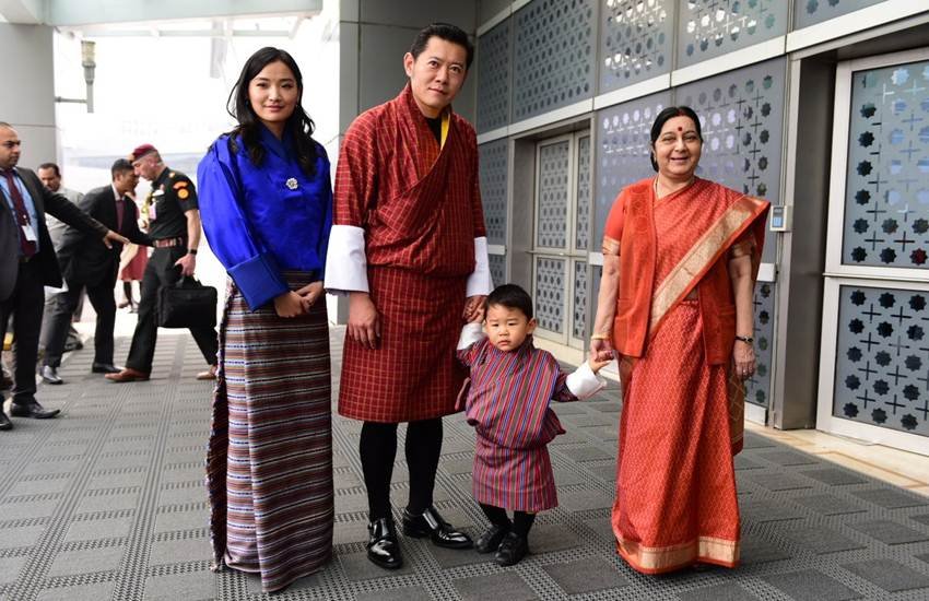 Bhutan King Jigme Khesar Namgyel Wangchuck, queen Jetsun Pema Wangchuck, sushma swaraj