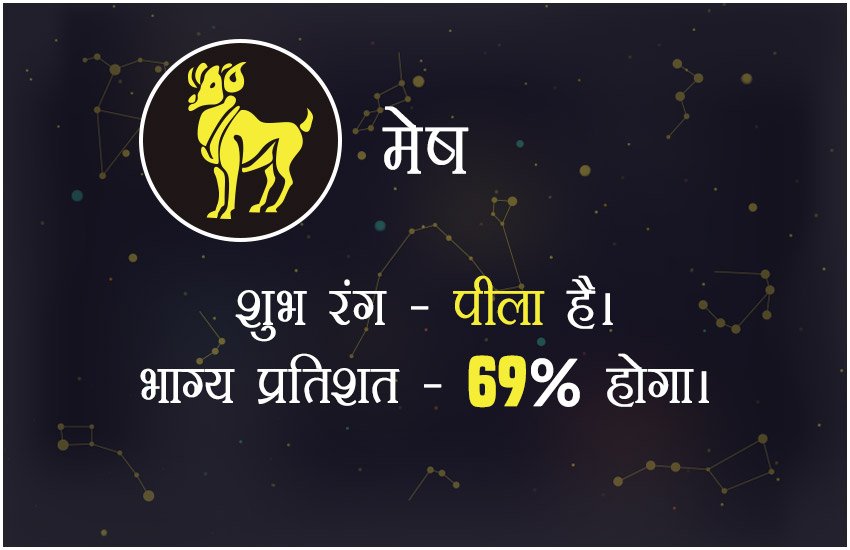 शुभ रंग पीला है। भाग्य प्रतिशत 69 % होगा।