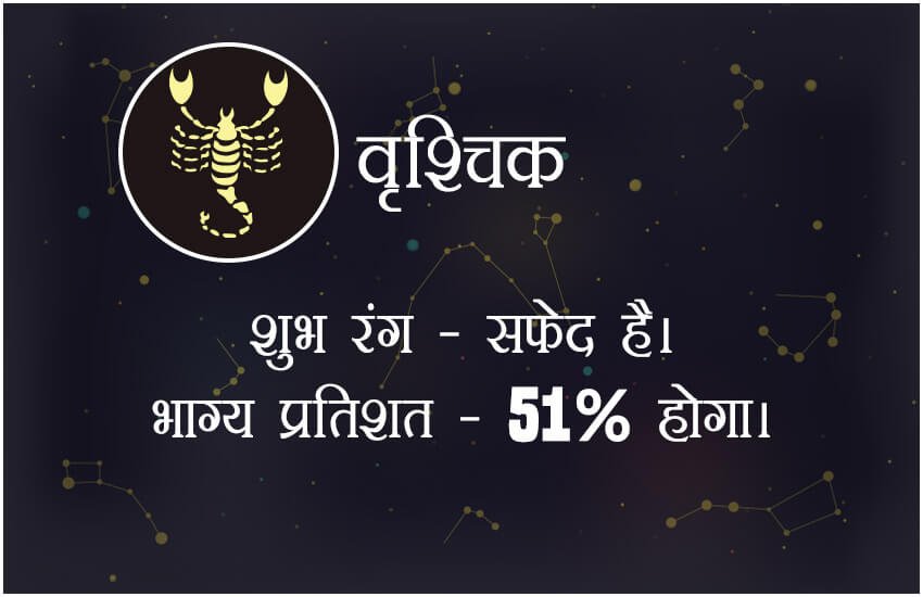 शुभ रंग सफेद और भाग्य प्रतिशत 51 % होगा।