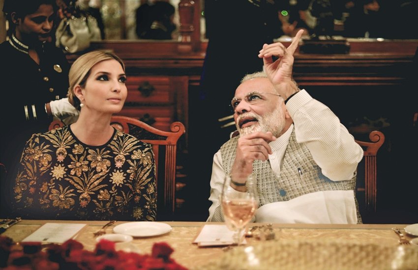 हैदराबाद में पीएम नरेंद्र मोदी के साथ इवांका ट्रंप। (Photo: PTI)