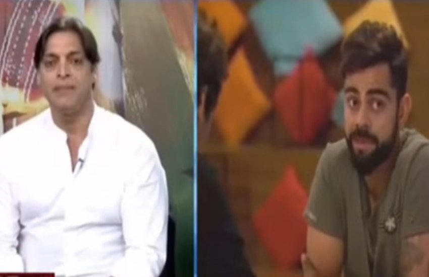 इंडियन क्रिकेट टीम के कप्तान विराट कोहली और पाकिस्तानी पूर्व गेंदबाज शोएब अख्तर।