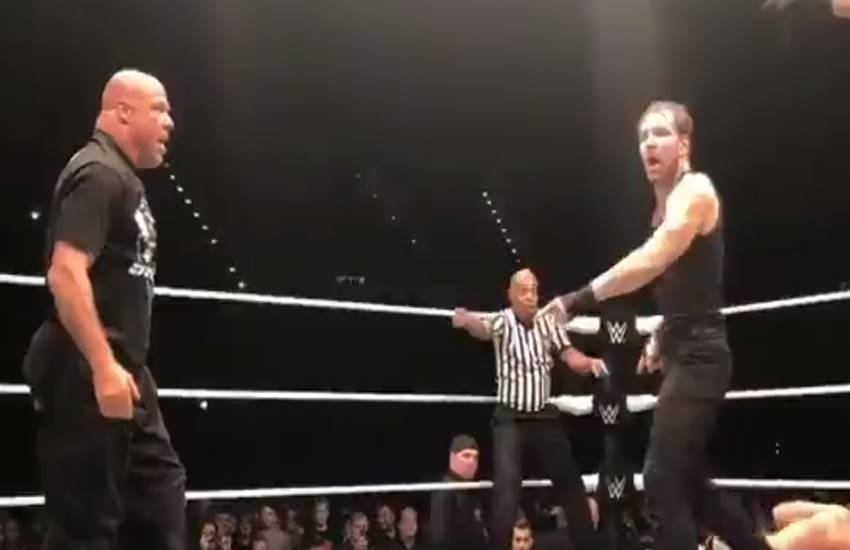 WWE champion Kurt Angle, WWE, Kurt Angle, World Wrestling Entertainment, The Shield, Roman Reigns, Triple H