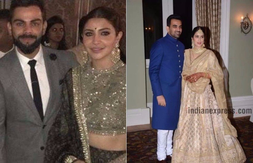 Virat Kohli, Anushka Sharma, Zaheer Khan, Sagarika Ghatge, Suresh Raina and wife Priyanka Chaudhary, Yuvraj Singh and Hazel Keech, Sania Mirza wedding reception, Zaheer Khan and Sagarika Ghatge, Zaheer Khan wedding reception, Zaheer Khan and Sagarika Ghatge wedding reception, Zaheer Khan wedding reception Pics, Zaheer Khan wedding reception photoes