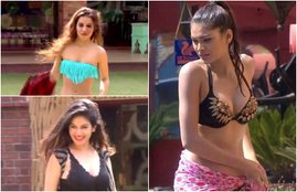 Bigg Boss, Bigg Boss 11, Bigg Boss Bikini Babes, Bikini Babes in Bigg Boss House, Bigg Boss Hot Pictures, Bigg Boss Benafsha, Bigg Boss Hina Khan, Bigg Boss bandagi, Bikini Pictures, Bigg Boss Season 11, Bigg Boss House Pictures, Bigg Boss Pool Party, Bigg Boss Pool Pics