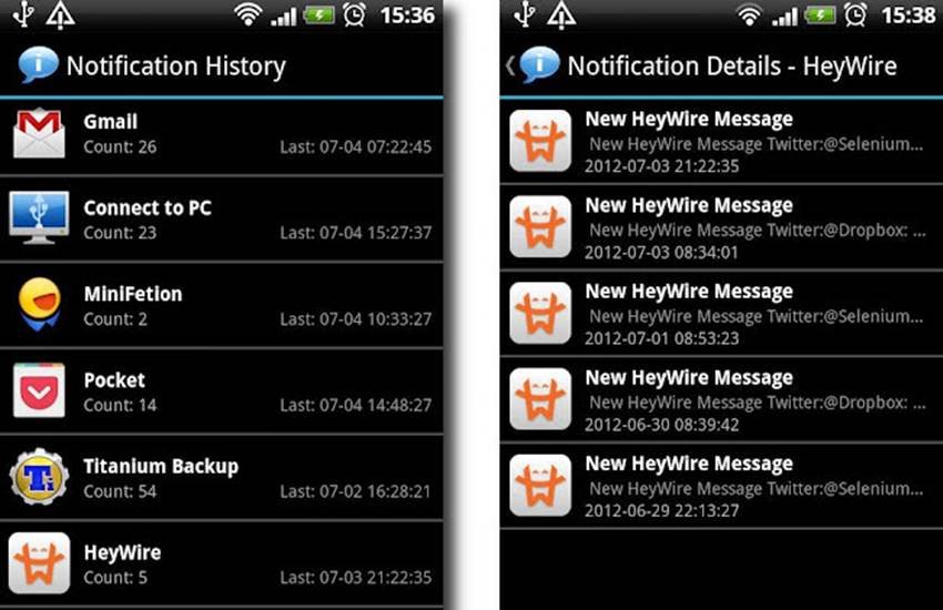notification history