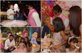 aaradhya bachchan, aaradhya bachchan birthday cake, jaya bachchan, aaradhya bachchan birthday party, aishwarya rai bachchan, shah rukh khan, abram, abhishek bachchan, aaradhya bachchan birthday party inside photos, amitabh bachchan