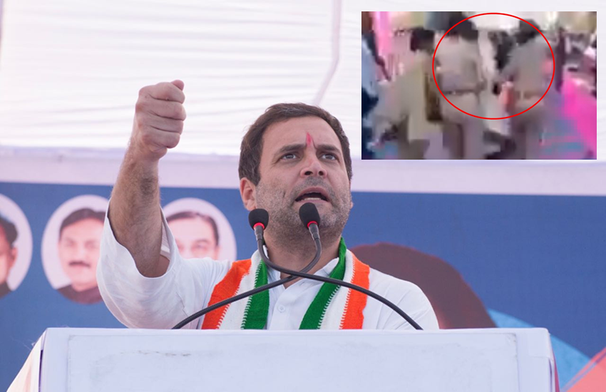 कांग्रेस उपाध्यक्ष राहुल गांधी के दफ्तर के ट्विटर अकाउंट से शुक्रवार शाम एक वीडियो डाला गया। दावा किया गया कि यह गुजरात के सीएम की रैली की क्लिप है, जहां एक शहीद की बेटी का अपमान किया गया। (फोटोः फेसबुक)