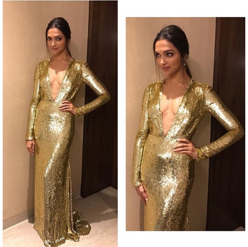 Deepika Padukone, Lux Golden Rose Awards, Monisha Jaising, Shaleena Nathanim, Padmavati, Golden Dress, Deepika Outfit, Deepika Trolled, Instagram