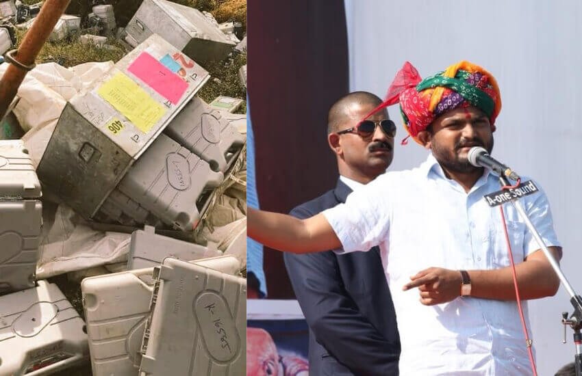 गुजरात के भरूच में गुरुवार को ईवीएम-वीवीपैट ले जा रहा एक ट्रक सड़क हादसे का शिकार हुआ था, जिसमें मशीनों को नुकसान पहुंचा था। (फोटोः टि्वटर/फेसबुक) 