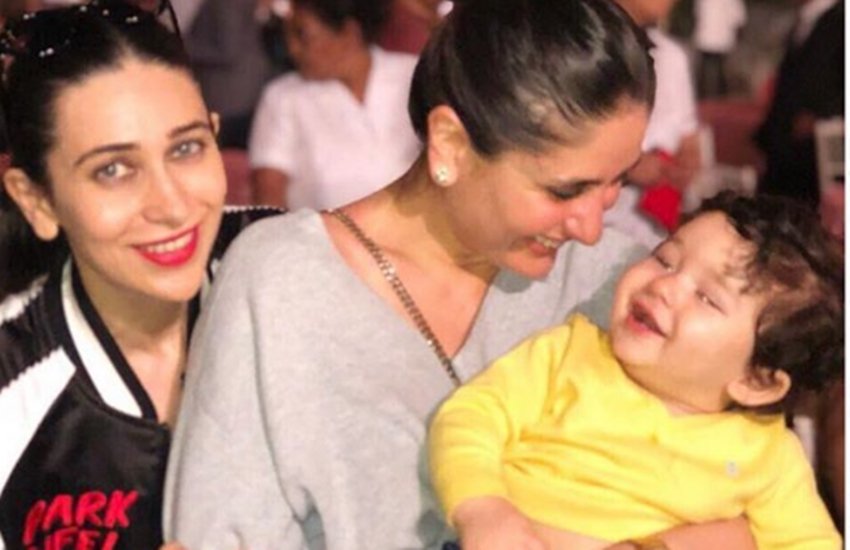 अपनी मां करीना और मौसी करिश्मा के साथ खेलता तैमूर अली खान।