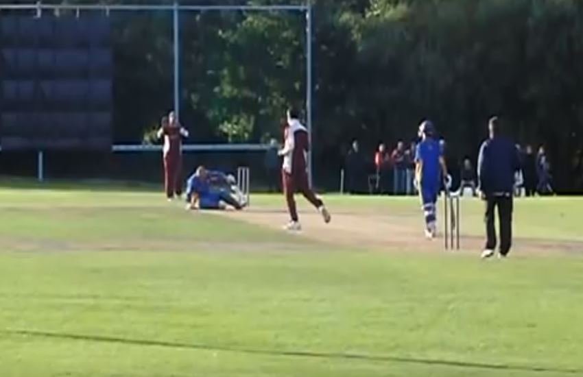 सिर पर लगी गेंद तो वहीं ढेर हो गया था बल्‍लेबाज, गेंदबाज का रिएक्‍शन सबको कर गया हैरान (फोटो सोर्स- यूट्यूब/स्क्रीनशॉट)