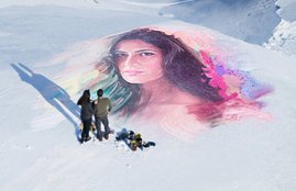 Salman Khan, actor Salman Khan, Katrina Kaif, actress Katrina Kaif, painting, Katrina Kaif painting, ice, on ice, Salman Khan paints Katrina Kaif, Salman painted Katrina Kaif portrait on icy mountain, Entertainment, jansatta