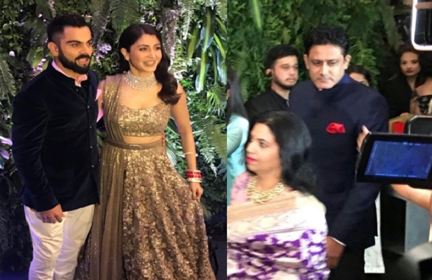 विराट कोहली और अनुष्का शर्मा के रिसेप्शन में पहुंचे अनिल कुंबले।