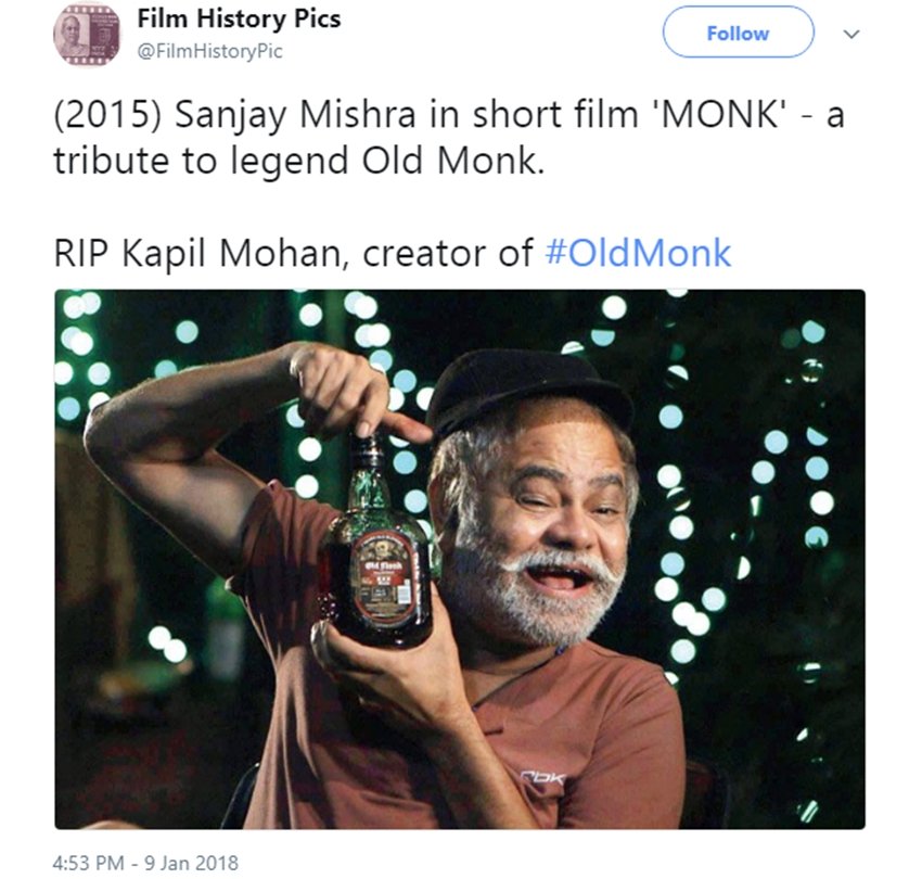 twitter users pays tribute to old monk, twitter users pays tribute to old monk kapil mohan, twitter on old monk kapil mohan, twitter users on old monk kapil mohan, kapil mohan, kapil mohan Mohan Meakin, kapil mohan old monk, old monk, Mohan Meaken, Mohan Meakin Old Monk, Mohan Meakin Kapil Mohan, Kapil Mohan Passes Away, Kapil Mohan Age, jansatta