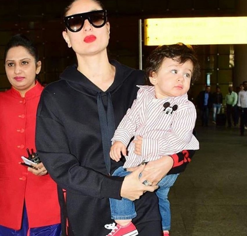 Taimur Ali Khan, Kareena Kapoor Khan, PHOTOS of Taimur Ali Khan, Taimur Ali Khan is back from Swiss vacation, Taimur Ali Khan seen with Mom, Taimur Ali Khan with Kareena Kapoor Khan, Taimur Ali Khan in mickey mouse shirt, entertainment news, bollywood news, television news in hindi, entertainment news