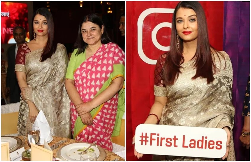Aishwarya Rai Bachahan, Aishwarya Rai Bachahan conversation with Minister Maneka Gandhi, Maneka Gandhi with Aishwarya Rai Bachahan, Women and Child Development Minister Maneka Gandhi, Aishwarya Rai in New Delhi, Aishwarya Rai in First Ladies event, Aishwarya Rai conversation with Minister for Women and Child Development, Aishwarya Rai with Maneka Gandhi Aishwarya Rai in New Delhi, television news, bollywood news, entertainment news , bollywood news