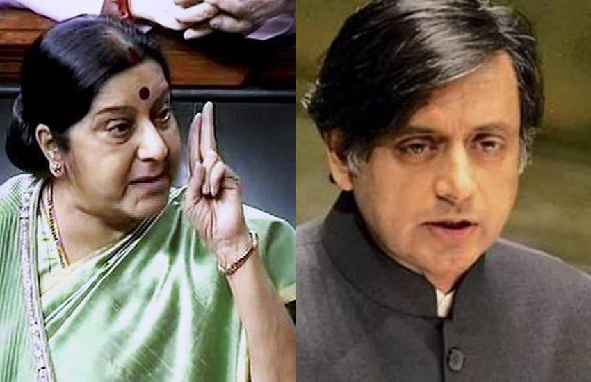 Sushma Swaraj, Shashi Tharoor, Hindi, Lok Sabha, Sushma Swaraj and Shashi Tharoor, Hindi language, Hindi Development, Lok Sabha on Hindi, congress leader, congress leader Shashi Tharoor, National news